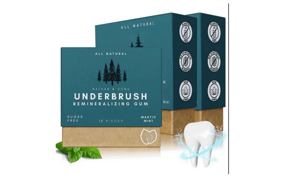 3 Box 54 Pcs Underbrush Remineralizing Chewing Gum Organic Mastic Mint Miracle Remineralizing Chewing Gum Sugar-free Lon