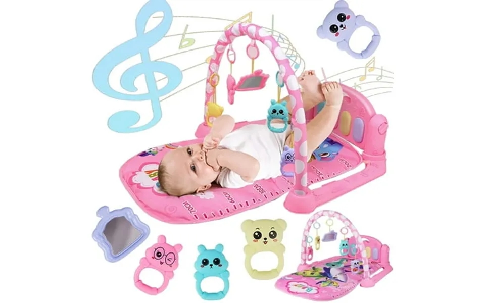 3 In 1 Baby Play Mat With Toys Musical Activity Gym For Infant Kickball And Piano Play Newborn Ocean World Pink