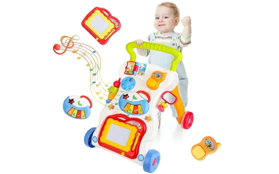 3 In 1 Baby Walker With Music Lights Sit To Stand Toddler Learning Walking Push Toys For 6-12 Months Boys Girls