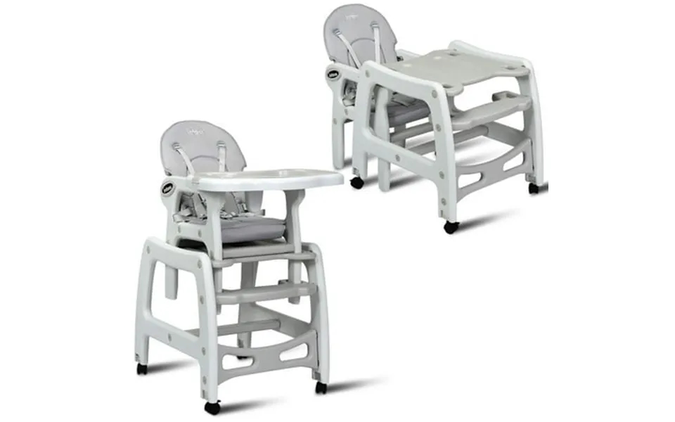 3 In 1 Unisex Baby High Chair With Adjustable Seat Back And Removable Trays Grey