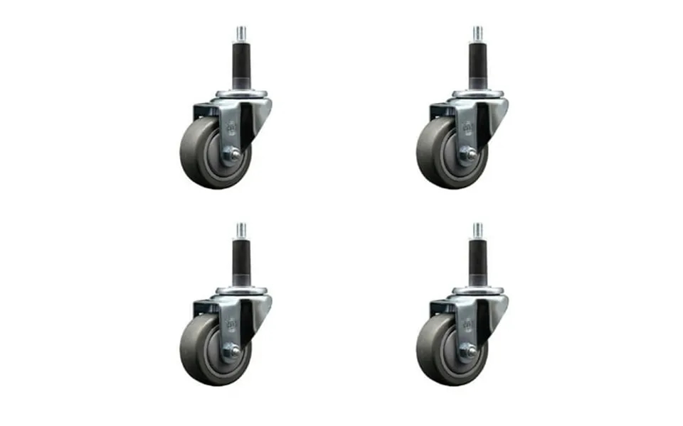 3 Inch Gray Poly Wheel Swivel 1 Inch Expanding Stem Caster Set Scc