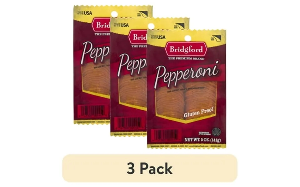 3 Pack Bridgford Gluten-free Original Pepperoni - 5oz Sliced Resealable Bag Fully Cooked