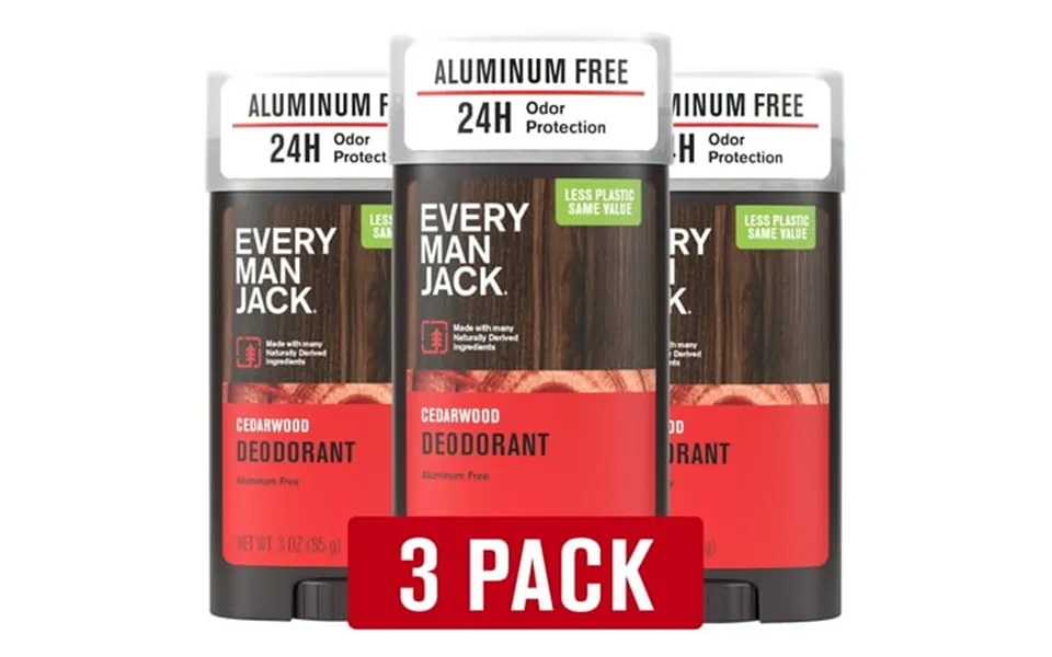 3 Pack Every Man Jack Men S Aluminum Free Natural Deodorant For Long Lasting Odor Protection Cedarwood 3 Oz