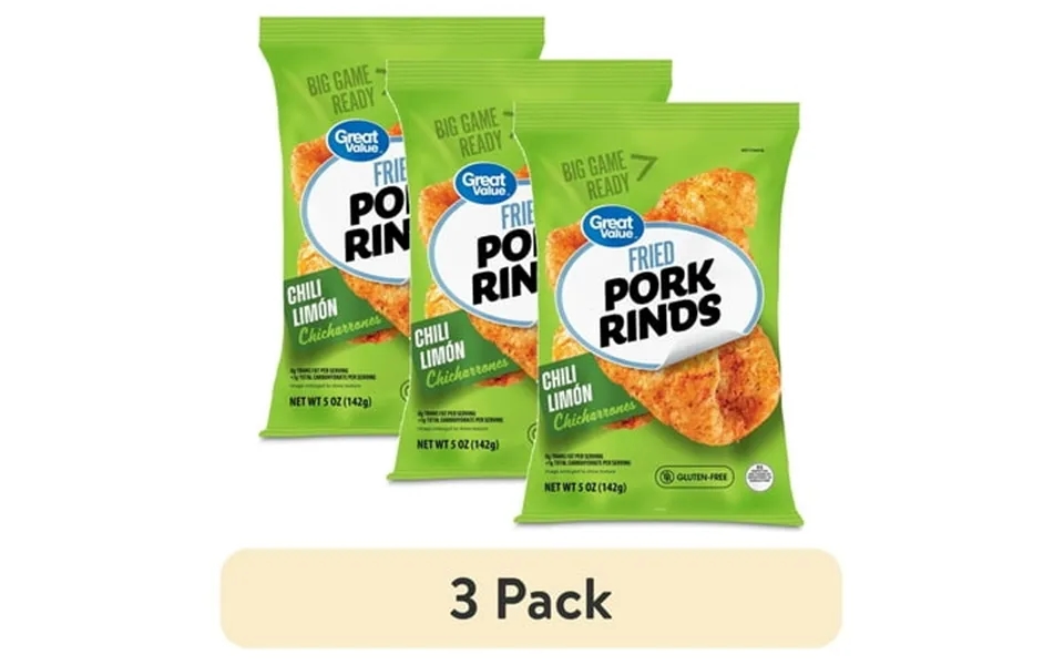 3 Pack Great Value Chili Limon Flavored Chicharrones Fried Pork Rinds 5 Oz