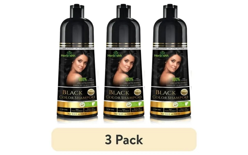 3 Pack Herbishh Combo Pack - 2 Pc Hair Color Shampoo Long Lasting Color 500 Ml Black 1 Pc Argan Hair Mask Nourishes Dry