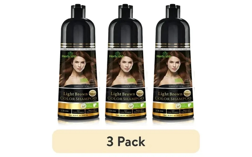 3 Pack Herbishh Combo Pack - 2 Pc Hair Color Shampoo Long Lasting Color 500 Ml Light Brown 1 Pc Argan Hair Mask Nourishe