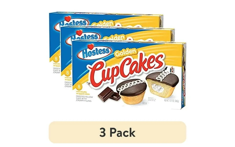 3 Pack Hostess Golden Cupcakes 8 Count Pack Of 2 16 Total Cupcakes