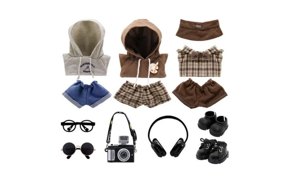 3 Packs 17cm Doll Clothes Doll Outfit And Accessories Set With Headphones Camera Glasses Sunglasses Shoes For 17cm Doll