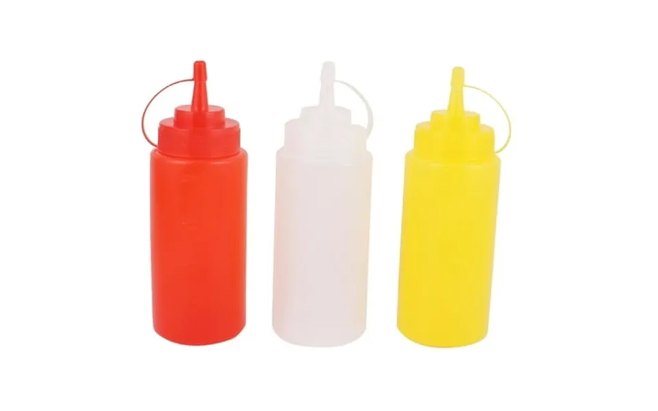 3 Pcs Kitchen 400ml Sauce Oil Ketchup Squeeze Dispenser Bottle