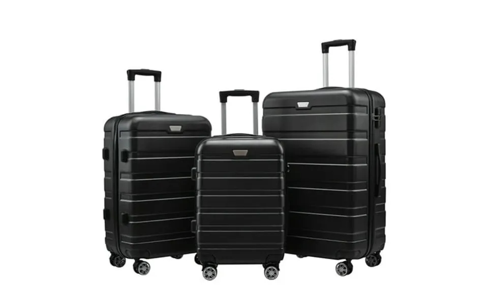 3 Pcs Set Suitcase Set Different Sizes Large Hard Shell Spinner Wheel Tsa Lock 20 24 28 Inch Luggage Suitcase-black
