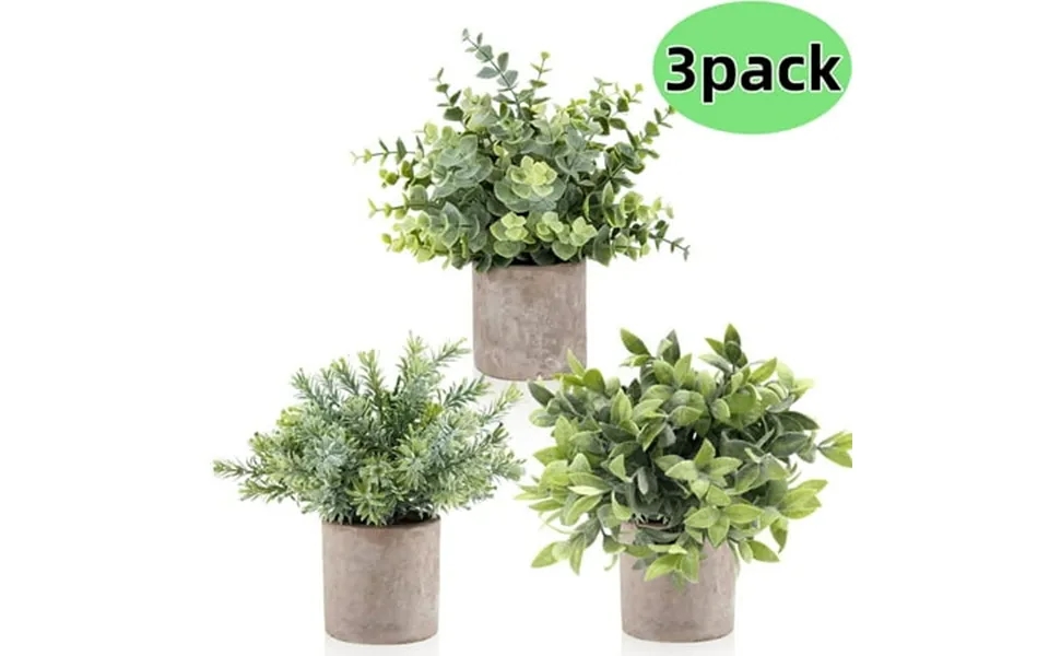 3-pack Mini Potted Artificial Eucalyptus - Home Office Desk Decorations For Work