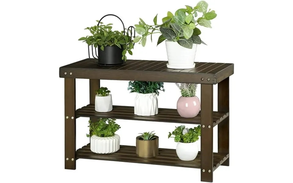 3-tier Shoe Rack Bench Hallway Bamboo Organizer Home Storage Shelf With Holds 286 Lb Walnut