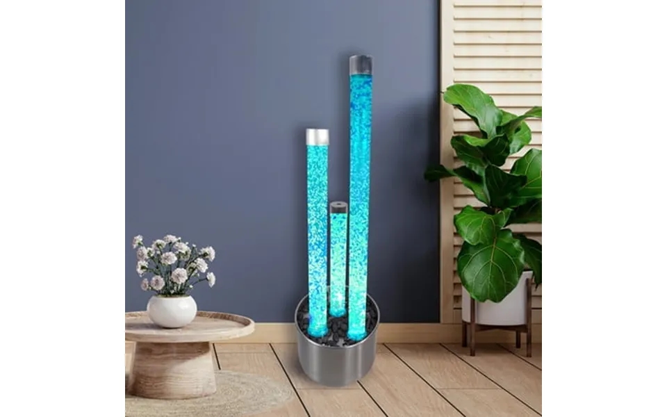 3-tiered Silver Base Bubble Fountain W 16 Lighting Functions