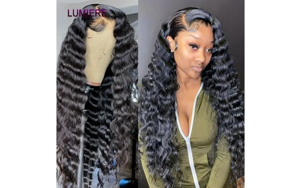 30 32 34 Inch Loose Deep Wave Lace Front Human Hair Wigs For Black Women Wet And Wavy 13x4 Pre Plucked Lace Closure Fron