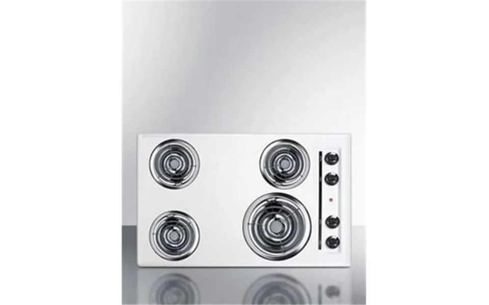 30 In. 220v Electric Cooktop - White Porcelain