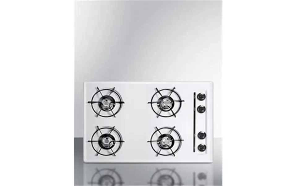 30 In. Wide 4 Burner Gas Cooktop White With Gas Spark Ignition