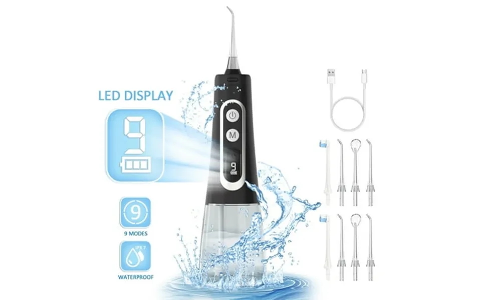 300ml Water Flosser Lcd Display Portable Water Flosser Cleaner Picks With 9 Modes 8 Jet Tips Ipx7 Waterproof Electric Fl