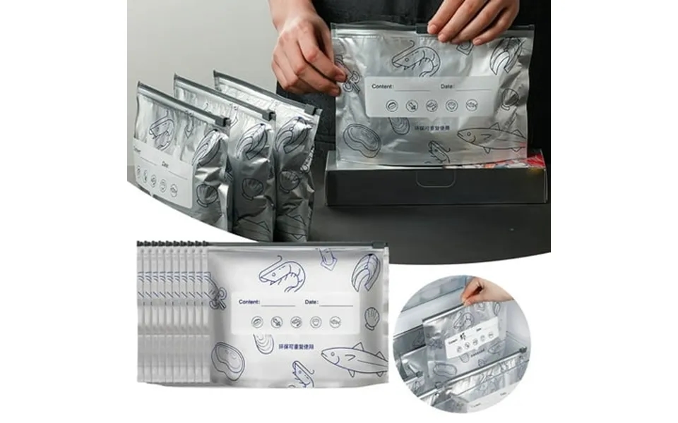 30pcs Aluminum Foil Freezer Bags Reusable - Stand Up Bottom Food Storage Bags For Seafood Meat Vegetables