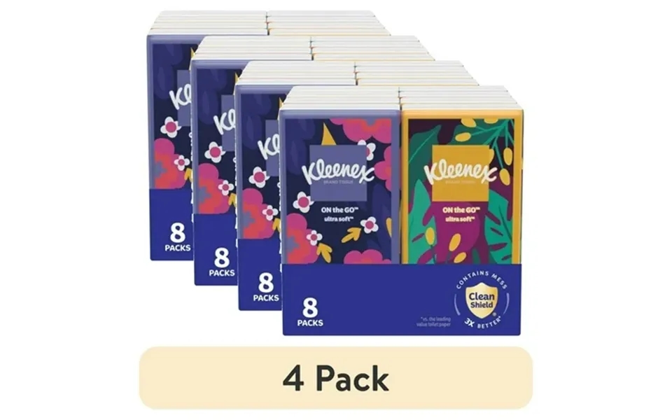 32 Pack Kleenex On-the-go Facial Tissues 8 On-the-go Packs 10 Tissues Per Pack 3-ply