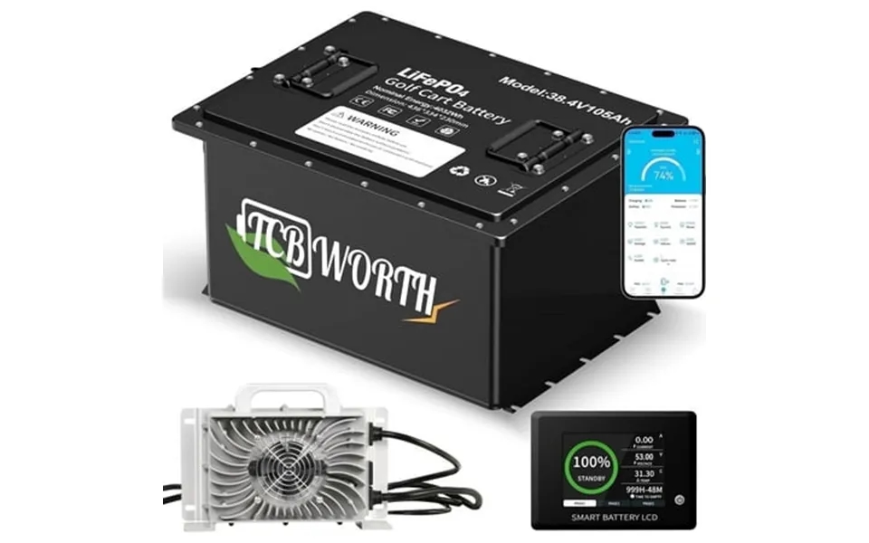 36v 105ah Golf Carts Lifepo4 Battery Bluetooth With Battery Monitor App & 20a Charger 38