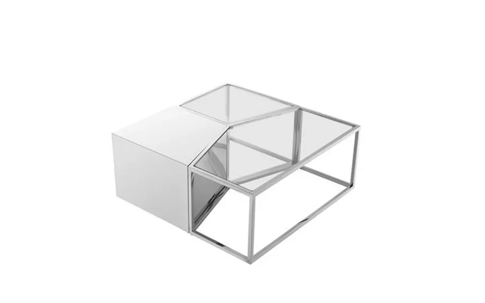 37 In. Silver Glass Geometric Mirrored Bunching Coffee Tables Set Of 3