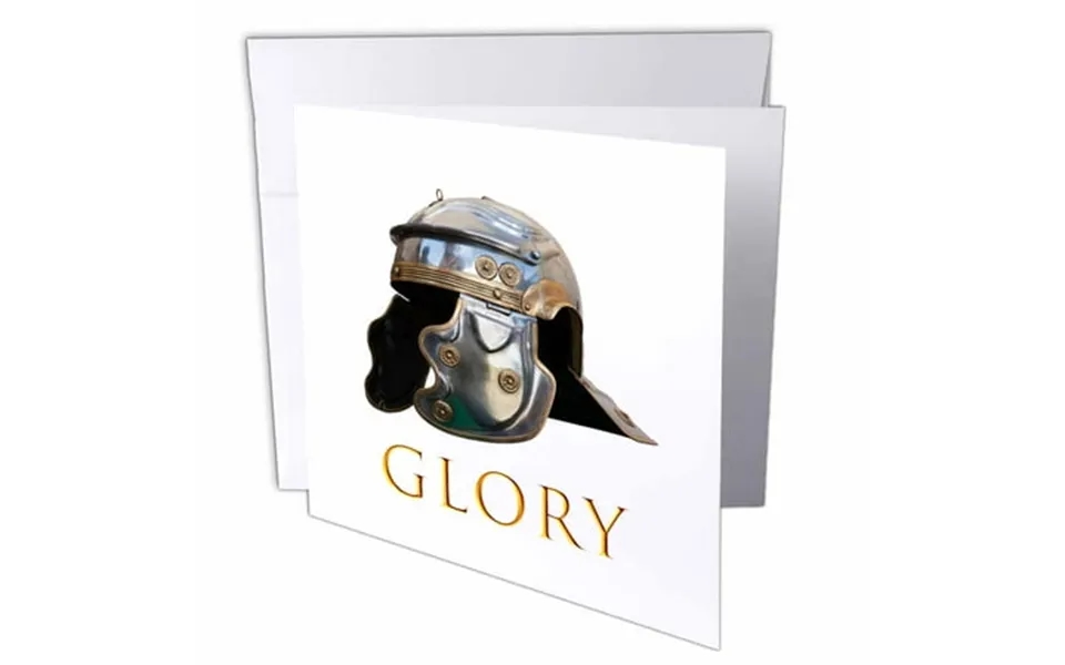 3drose Ancient Roman Military Helmet On White. Golden Text Glory 1 Greeting Card With Envelope