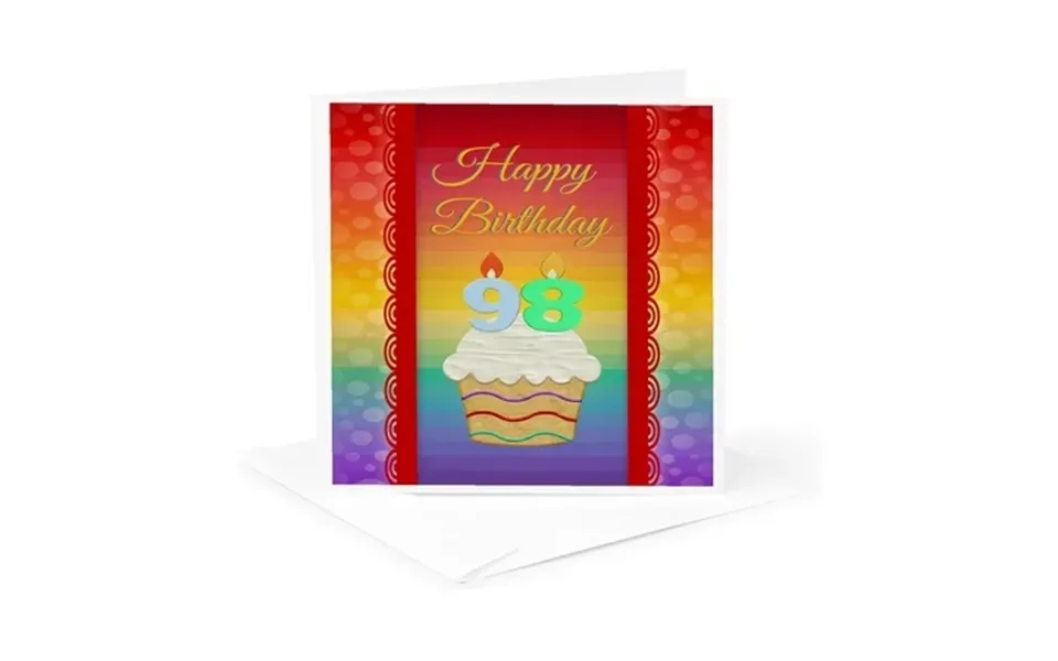 3drose Cupcake With Number Candles 98 Years Old Birthday 1 Greeting Card With Envelope