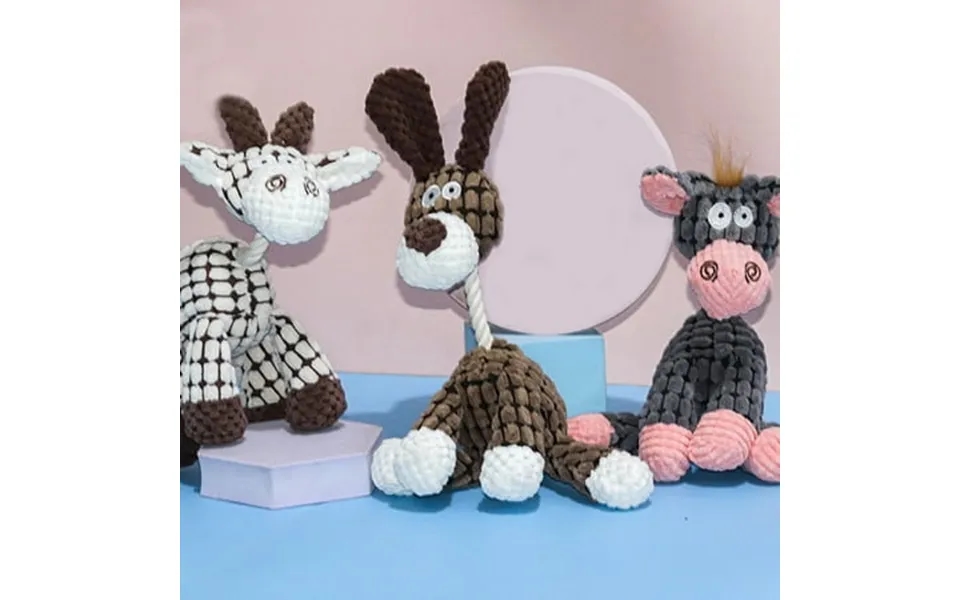 3pcs Pet Toy Donkey Shape Dog Teething Toy Bite-resistant Interactive Plush Squeaky Toys Pet Supplies