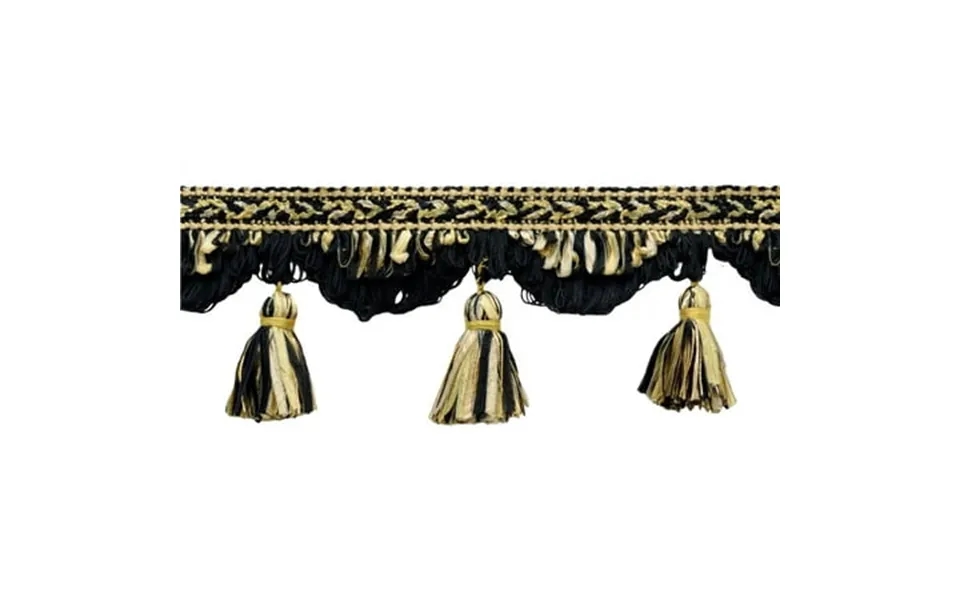 4 10cm Large Fancy Ribbon Tassel Fringe Trim With Scallop Design Rtf0400 Beige Gold Black 4752 Pure Black Yellow Gold Go