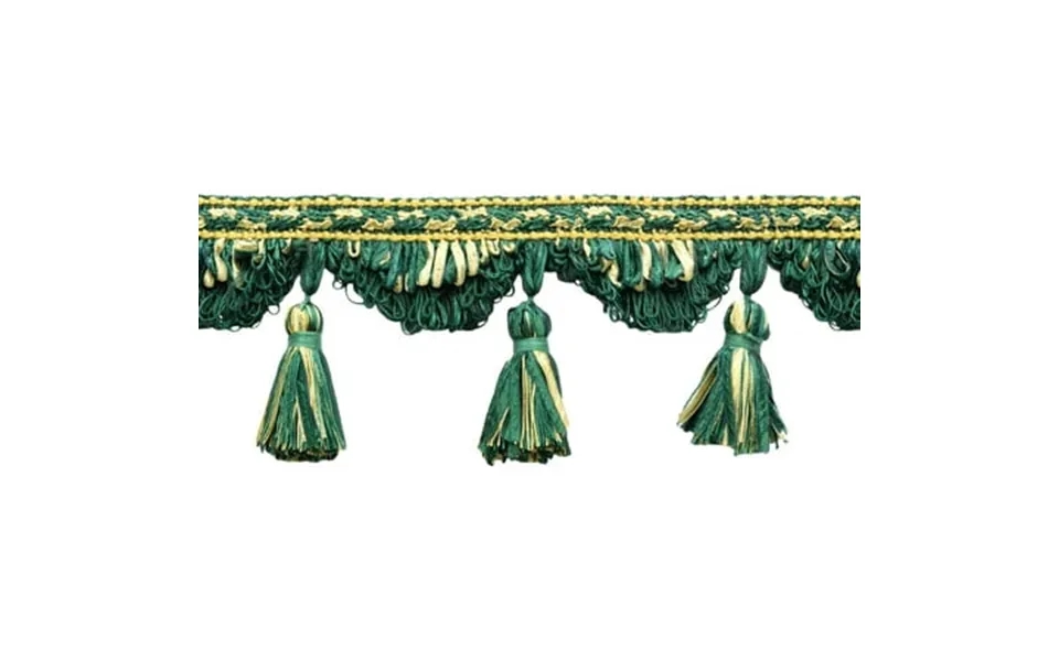 4 10cm Large Fancy Ribbon Tassel Fringe Trim With Scallop Design Rtf0400 Golden Forest Green 8095 Emerald Green Light Go