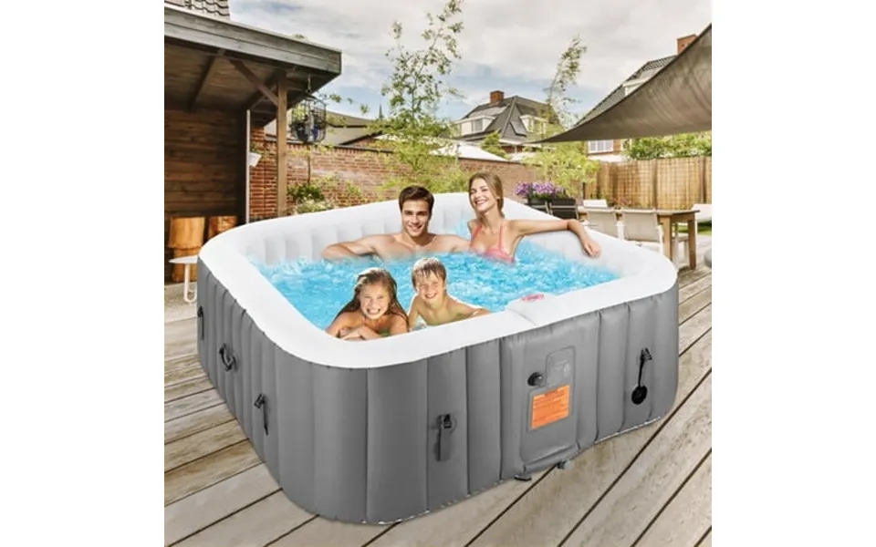 4-6 Person Outdoor Portable Inflatable Heated Hot Tub With 130 Bubble Jets Square Inflatable Heated Pool Spa With Insula
