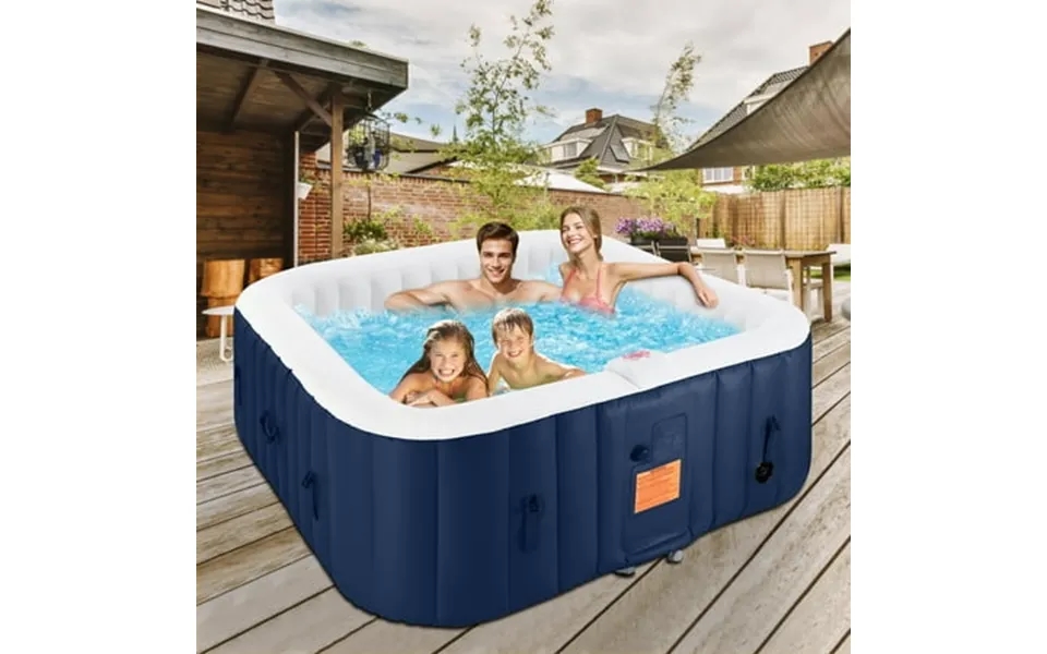 4-6 Person Outdoor Portable Inflatable Heated Hot Tub With 130 Bubble Jets Square Inflatable Heated Pool Spa With Insula