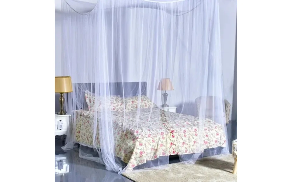 4 Corner Post Bed Canopy Mosquito Net Full Queen King Size Netting Bedding White