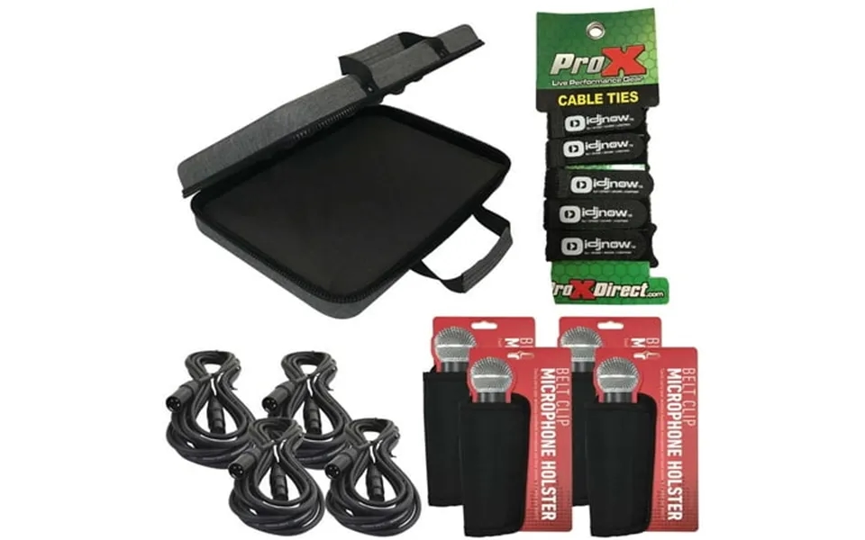 4 Hosa Technology Econ-m20 20ft Xlrf To Xlrm Cables With Microphone Holsters & Carry Case Package