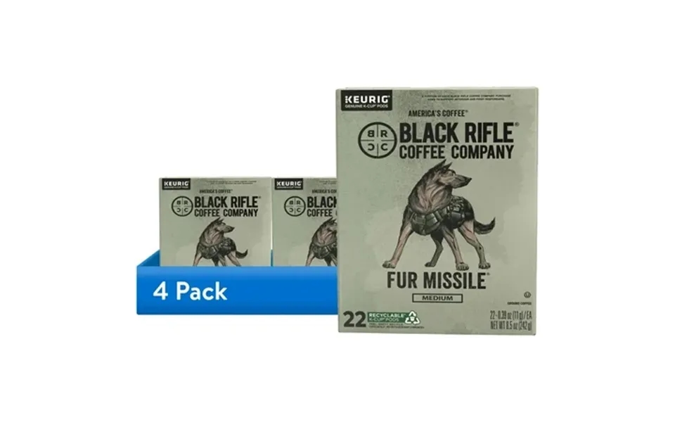 4 Pack Black Rifle Coffee Company Fur Missile Keurig K-cup Pods Medium Roast 22 Ct