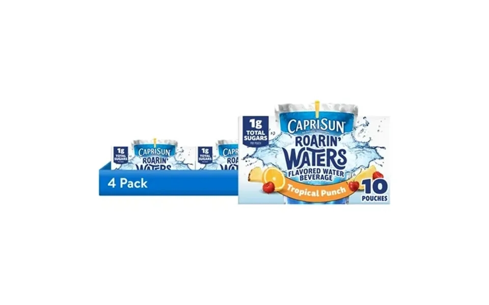 4 Pack Capri Sun Roarin Waters Tropical Tide Flavored Water Kids Drink Pouches 10 Ct Box 6 Fl Oz Pouches