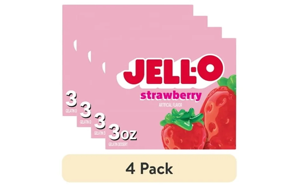 4 Pack Jell-o Strawberry Gelatin Dessert Mix 3 Oz Box