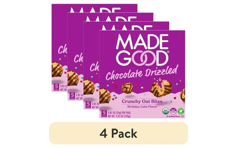 4 Pack Madegood Chocolate Drizzled Birthday Cake Oat Bites 0