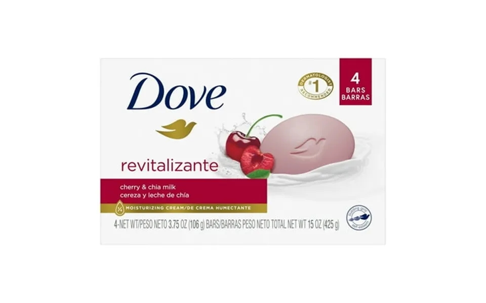 4 Pack Of 4 Bars Dove Beauty Bar Women S Bath Soap Revitalizante Cherry & Chia Milk 3