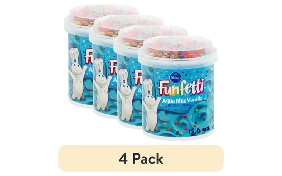 4 Pack Pillsbury Funfetti Aqua Blue Vanilla Frosting 15.6 Oz Tub