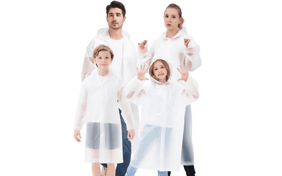 4 Pack Rain Ponchos For Adults And Kids Reusable Family Raincoat With Drawstring Hood For Outdoor Emergency