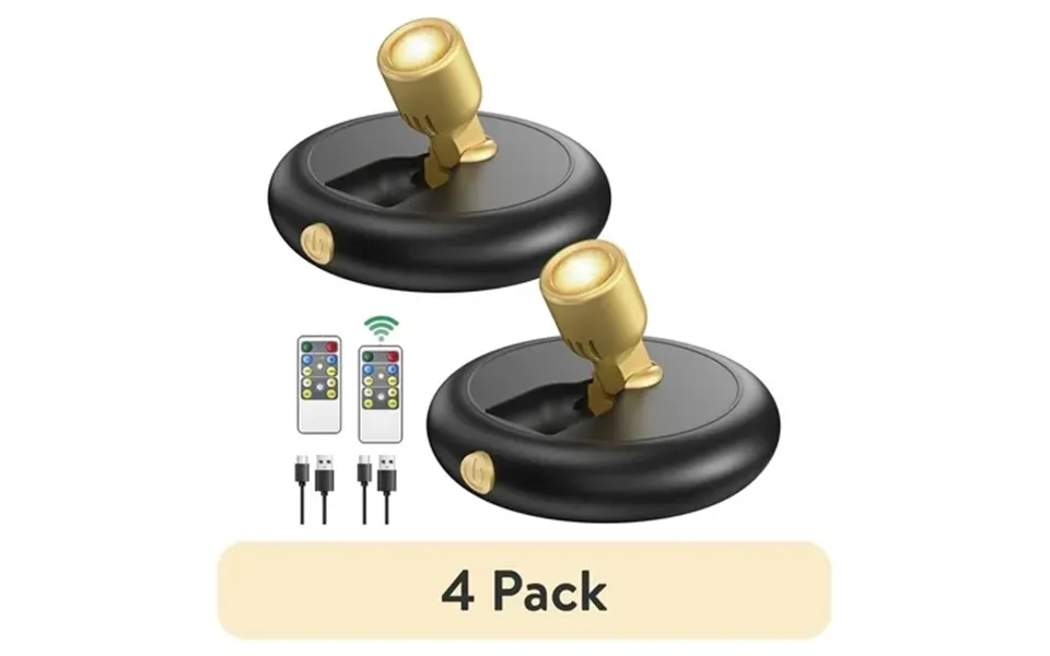4 Pack Szrsth Led Spotlight Indoor - 2pack Battery Light With Dimmable Timer Remote For Wall Display Painting Dartboard