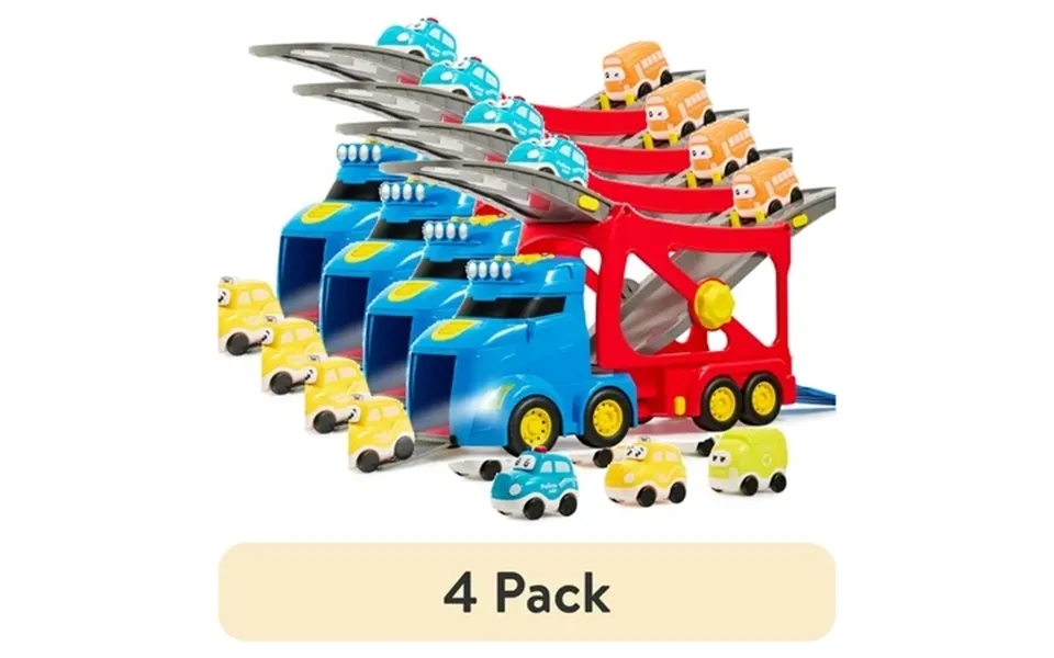 4 Pack Vroomix By Joyin 3-layer Extra Large Construction Truck Toys For Boy Girls 7-in-1 Big Transport Vehicle Carrier T