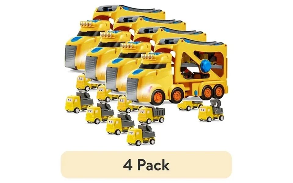 4 Pack Vroomix By Joyin 3-layer Extra Large Construction Truck Toys For Boy Girls 7-in-1 Big Transport Vehicle Carrier T