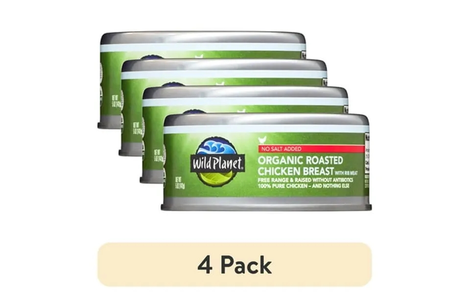 4 Pack Wild Planet Organic Roasted Chicken Breast With Rib Meat No Salt Added 5 Oz Can