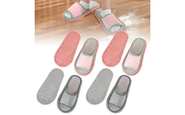 4 Pairs Washable Mop Slippers Floor Cleaning Absorbent Slippers For Men Women No Bend Over Mop Shoes For Room Kitchen product image
