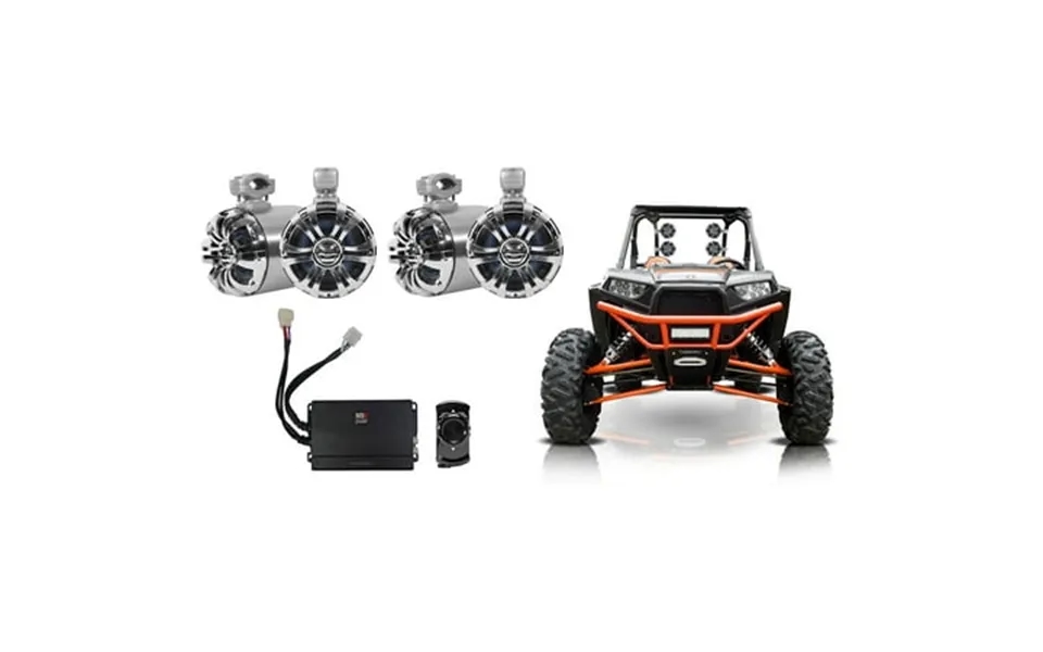 4 Rockville 6.5 Tower Speakers Mb Quart Amp Bluetooth Ctrl 4 Rzr Atv Utv Cart
