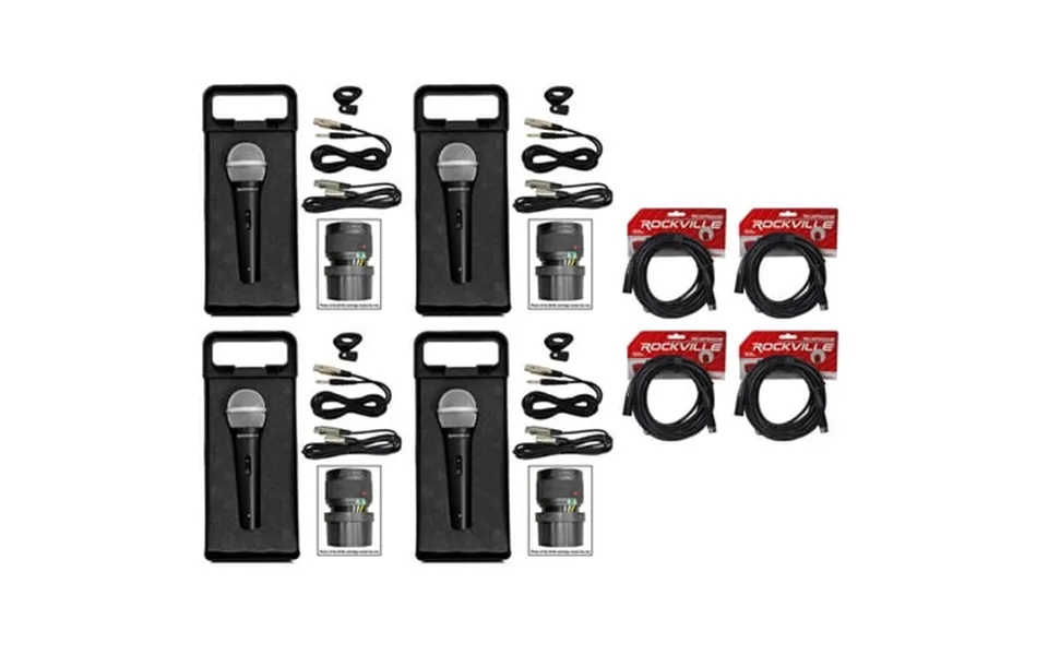 4 Rockville Rmc-xlr Metal Handheld Wired Microphones 4 100% Ofc Xlr Cables