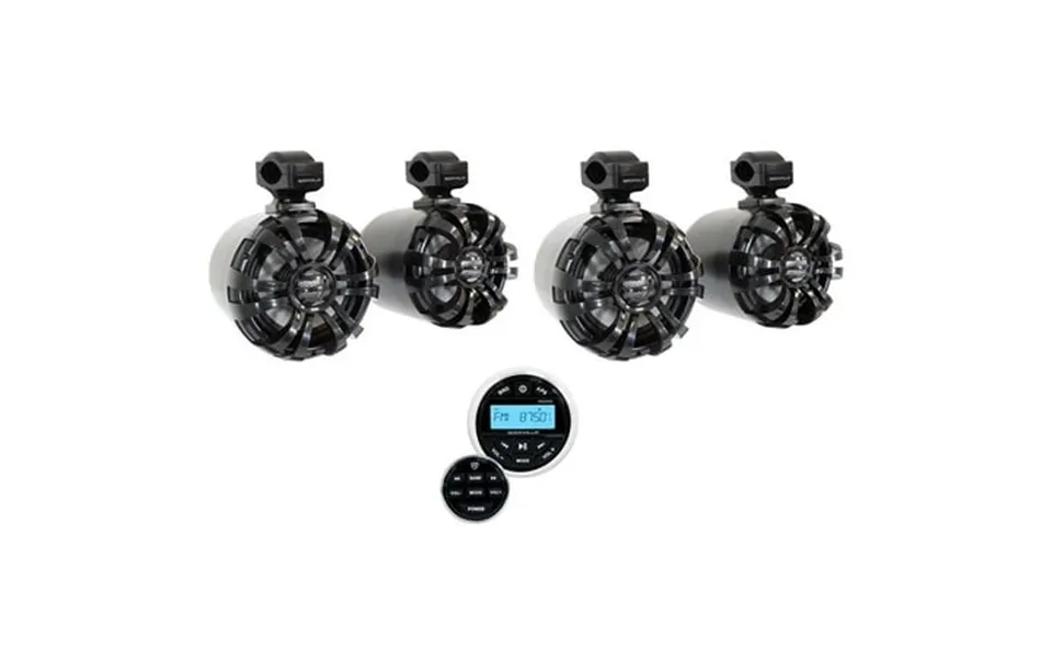 4 Rockville Wb65 Black 6.5 600w Marine Wakeboard Swivel Speakers Receiver