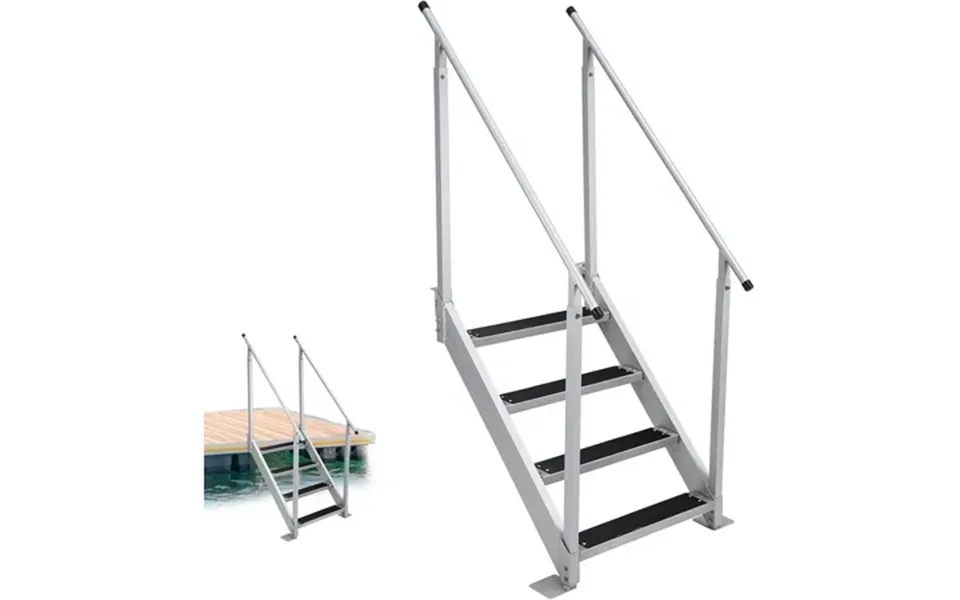 4 Steps Removable Dock Handrail Ladder 500lbs Load Capacity Detachable Aluminum Swimming Ladder Nonslip For Lake Marine